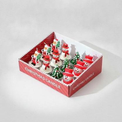 Lot de 12 Bougies de Noël Parfumées Sans Fumée
