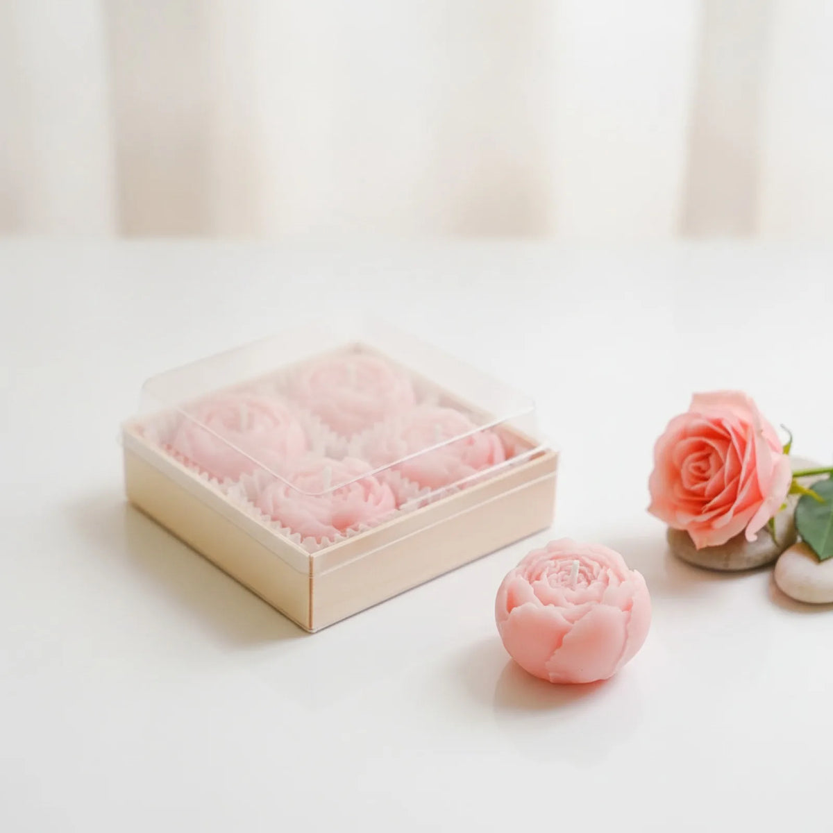 Bougie Rose Parfumée Artisanale en Cire de Soja