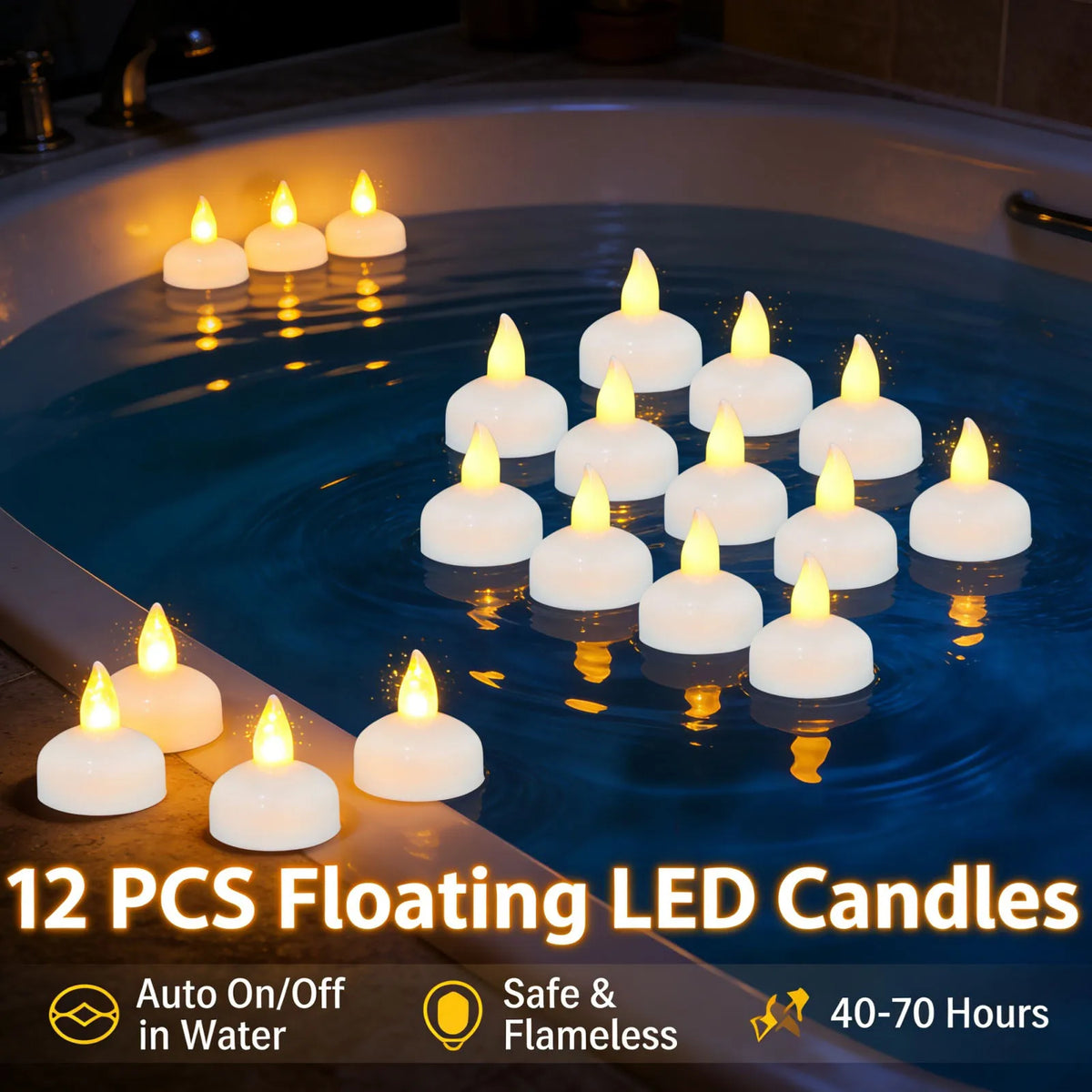 Lot de 12 Bougies LED Flottantes Étanche