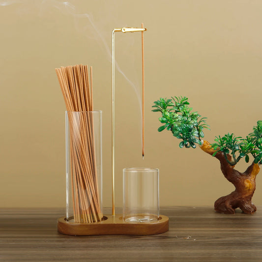 Porte-encens 2 en 1 Bois & Verre - Ambiance Zen