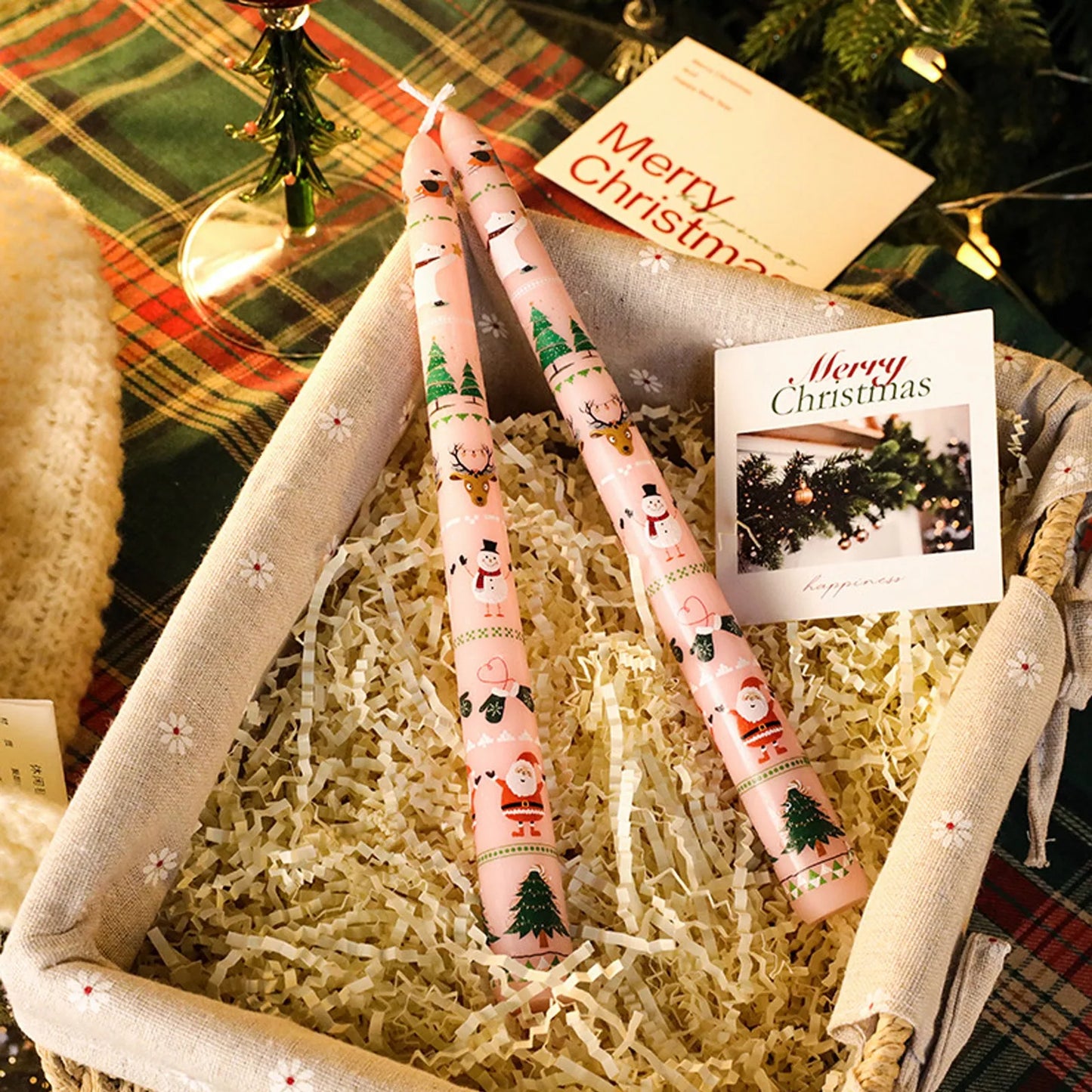 Lot de 2 Bougies de Noël Hautes 25cm - Décoration Festive