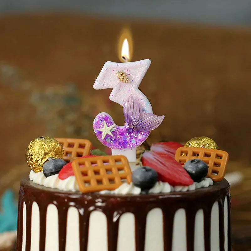 Bougies Magiques Sirène & Étoile de Mer pour Anniversaire
