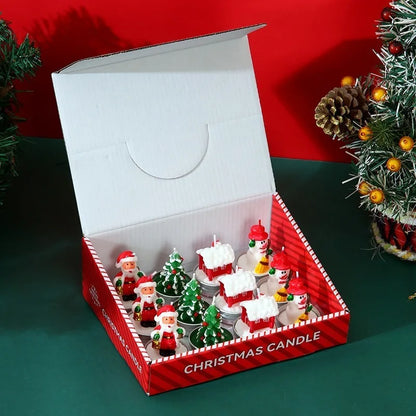 Lot de 12 Bougies de Noël Parfumées Sans Fumée