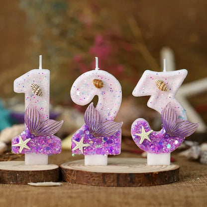 Bougies Magiques Sirène & Étoile de Mer pour Anniversaire