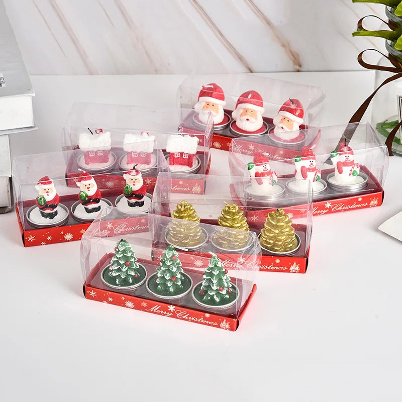 Bougies de Noël Festives - Lot de 3