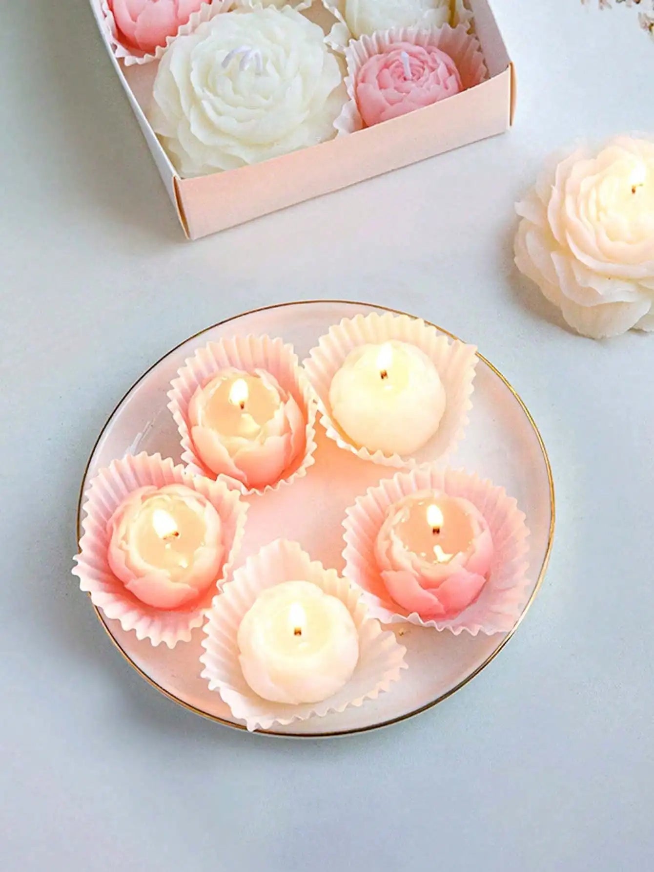 Bougie Rose Parfumée Artisanale en Cire de Soja