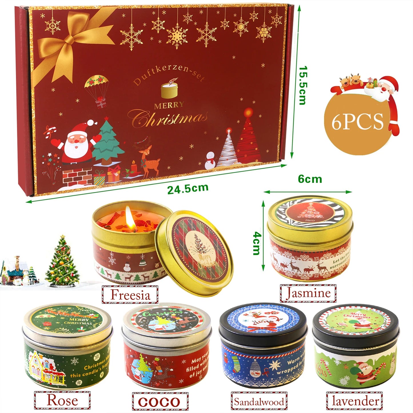 Bougie Parfumée Noël UDOCOOL aux Fleurs Séchées