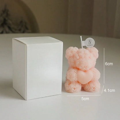 Bougie Ours Rose Parfumée Cire de Soja Artisanale