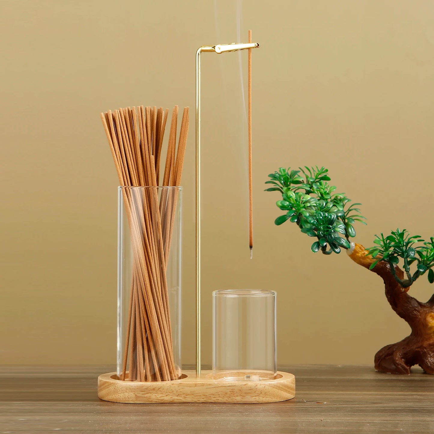 Porte-encens 2 en 1 Bois & Verre - Ambiance Zen