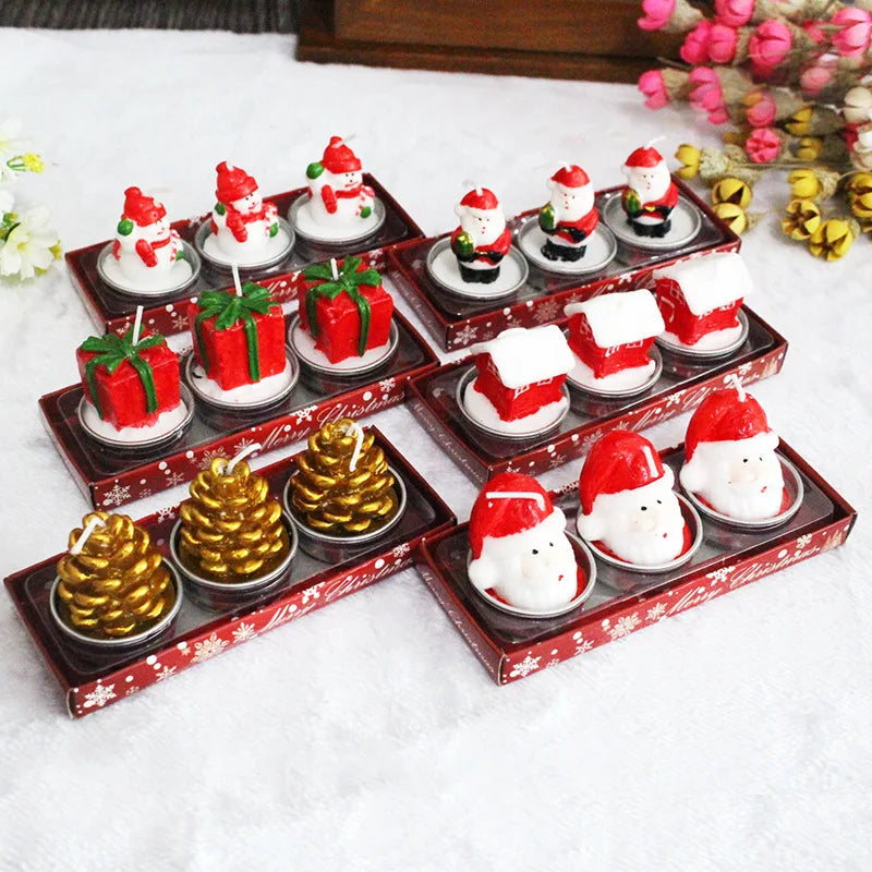 Bougies de Noël Festives - Lot de 3