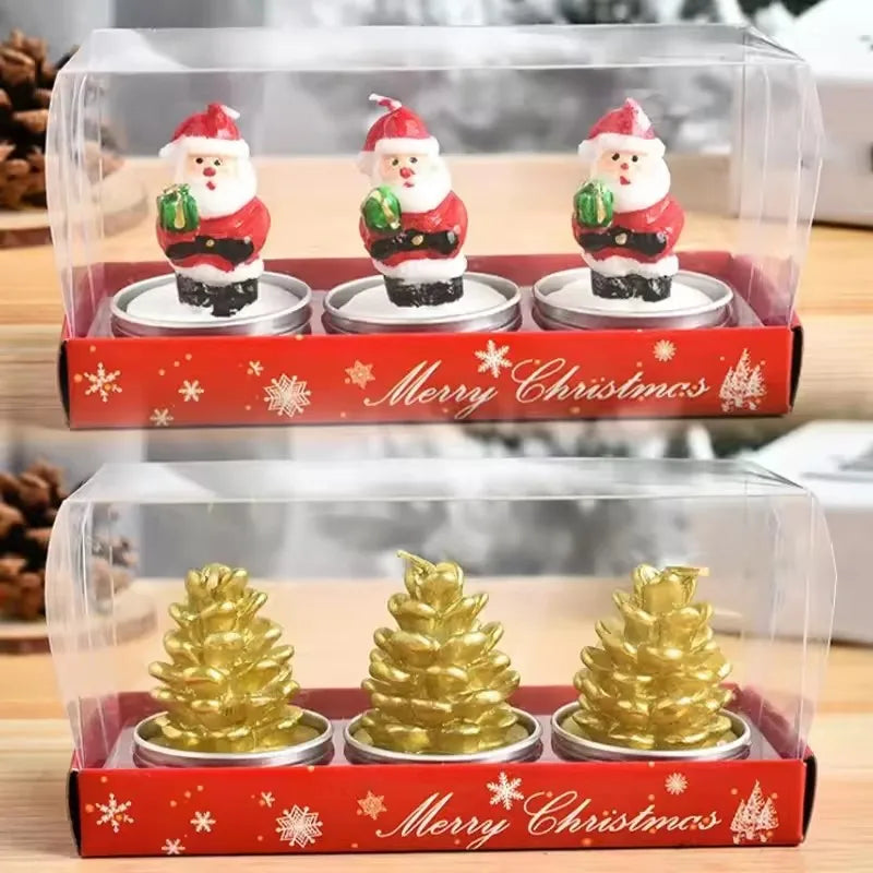 Bougies de Noël Festives - Lot de 3