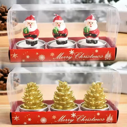 Bougies de Noël Festives - Lot de 3