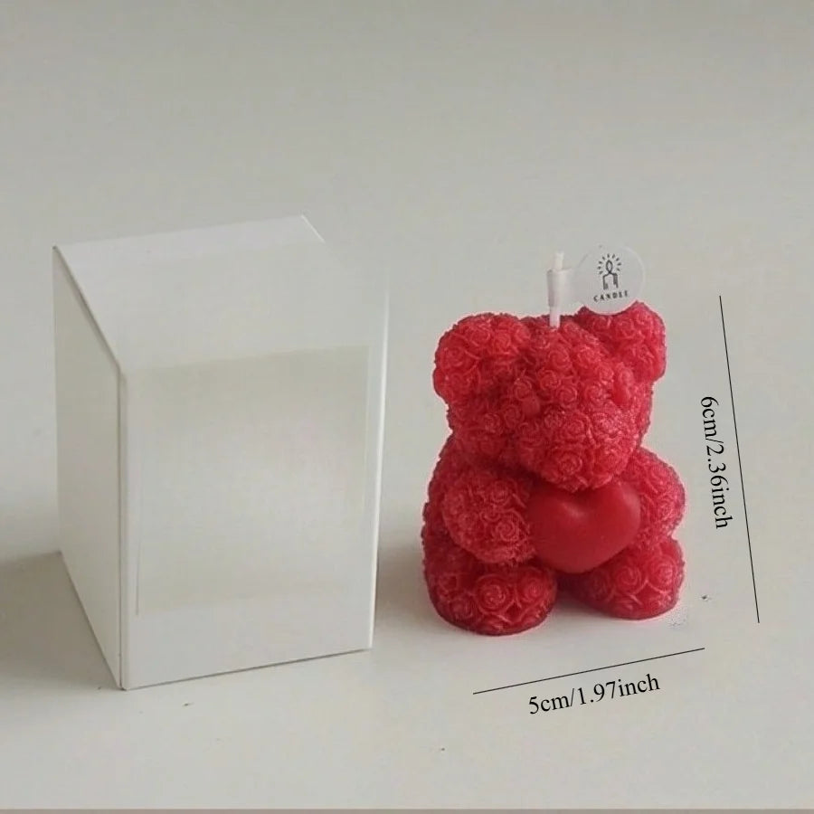 Bougie Ours Rose Parfumée Cire de Soja Artisanale