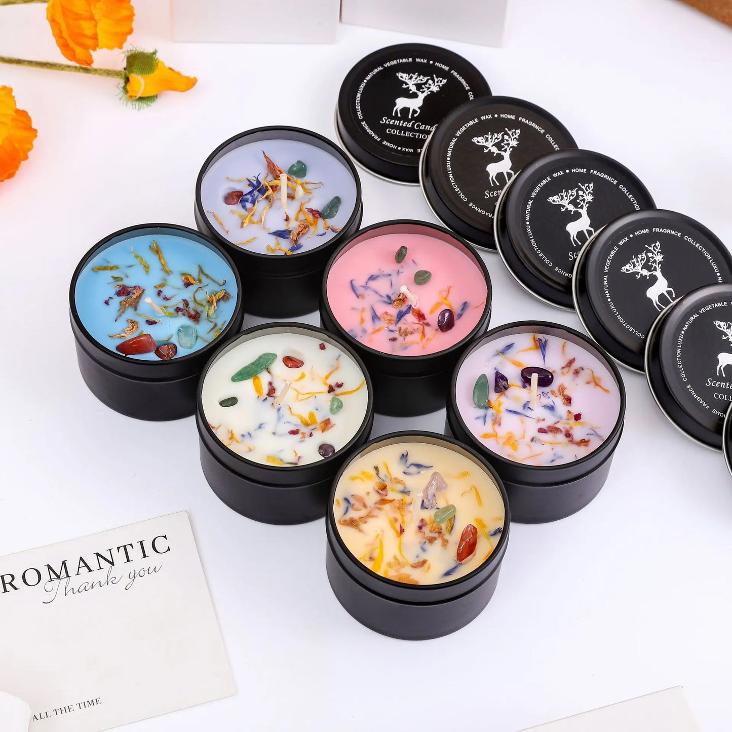 Bougie Parfumée Naturelle aux Fleurs Séchées