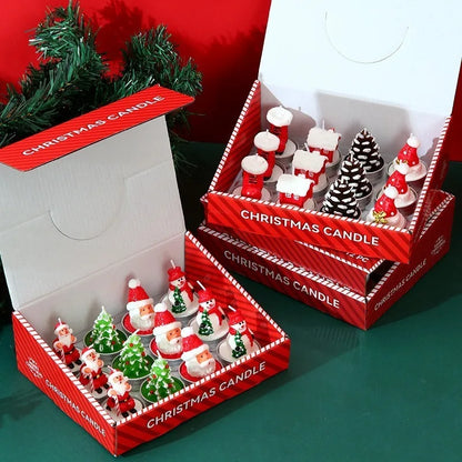 Lot de 12 Bougies de Noël Parfumées Sans Fumée
