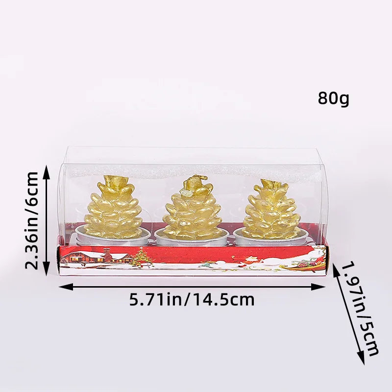 Bougies de Noël Festives - Lot de 3