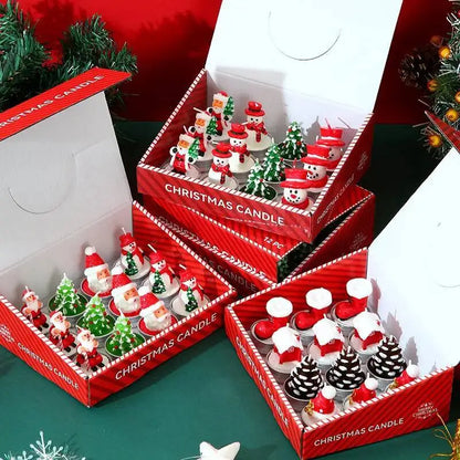 Lot de 12 Bougies de Noël Parfumées Sans Fumée