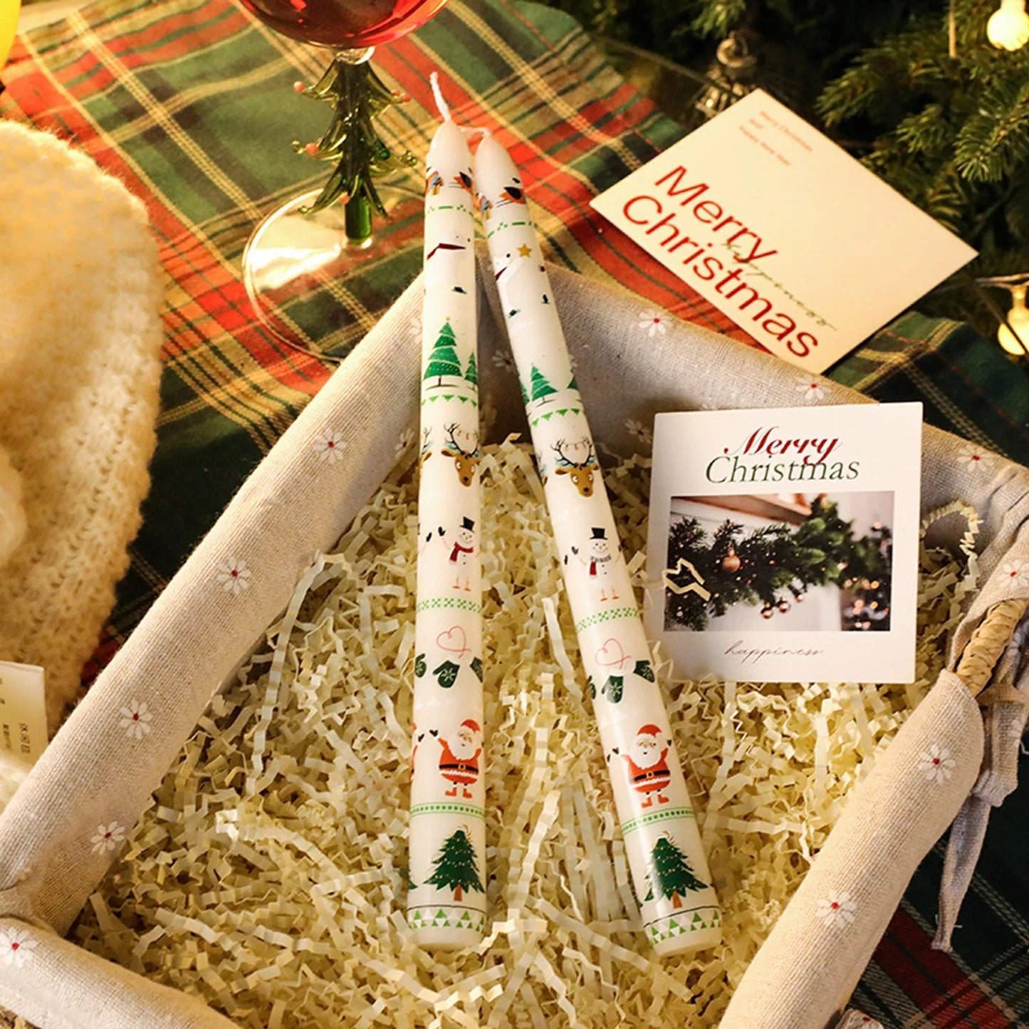 Lot de 2 Bougies de Noël Hautes 25cm - Décoration Festive