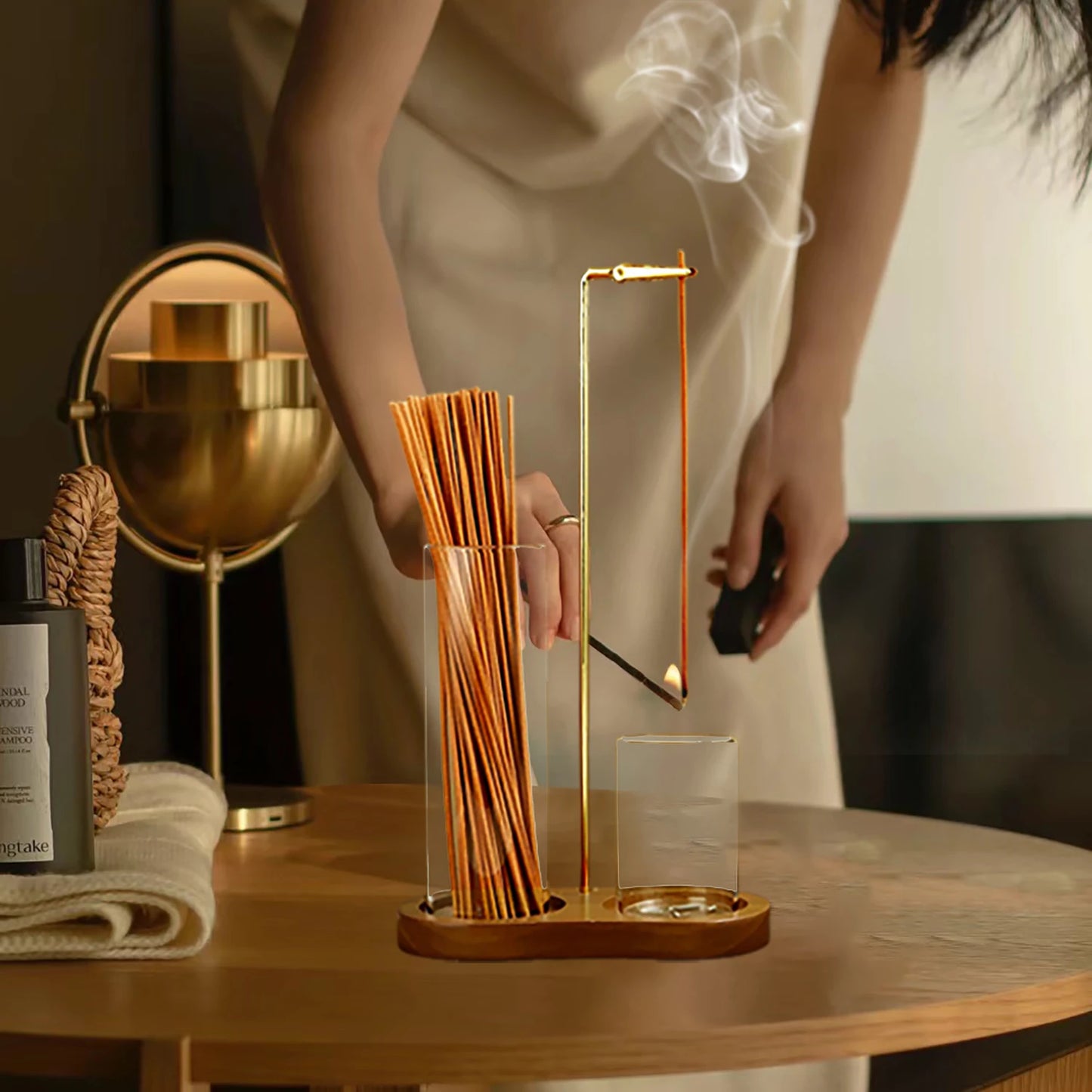 Porte-encens 2 en 1 Bois & Verre - Ambiance Zen