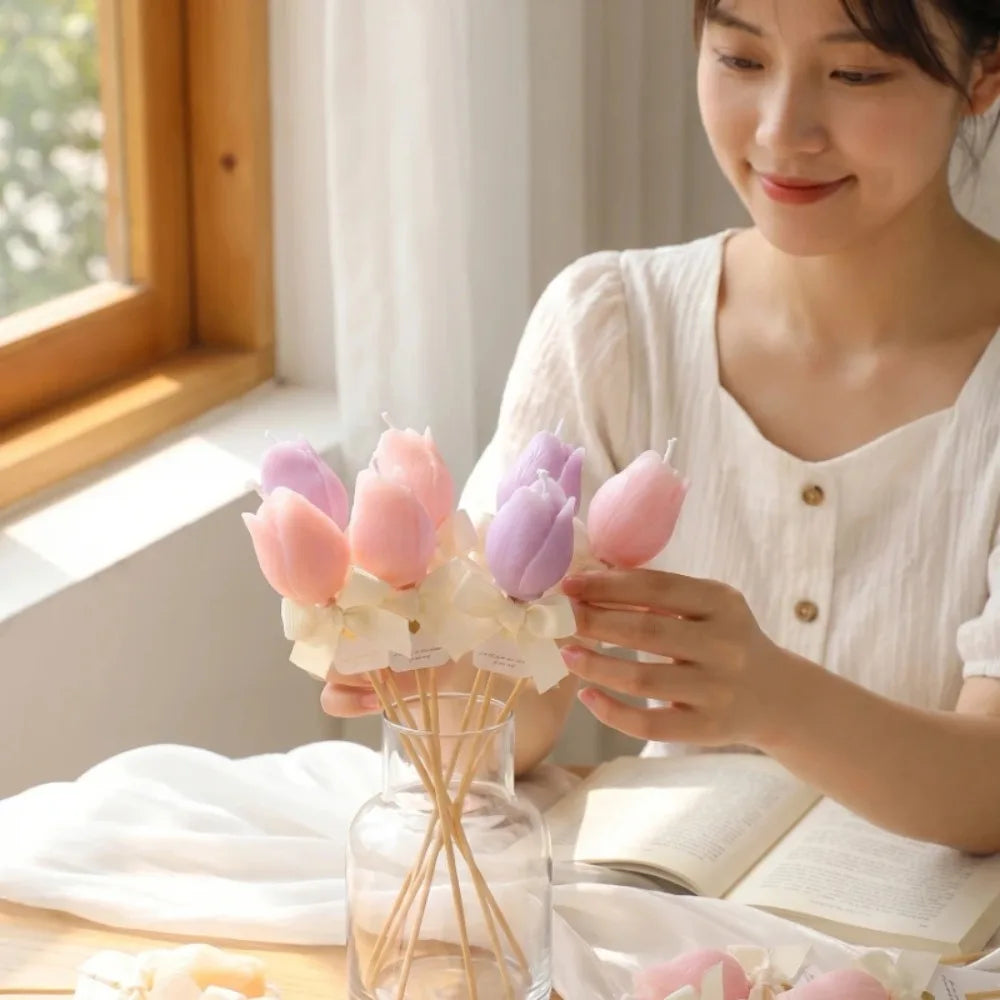 Bougie Parfumée Tulipe 3D Décorative
