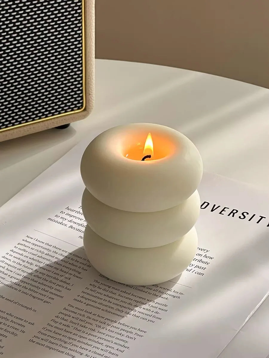 Bougie Donut Artisanale Parfumée Cire d'Abeille