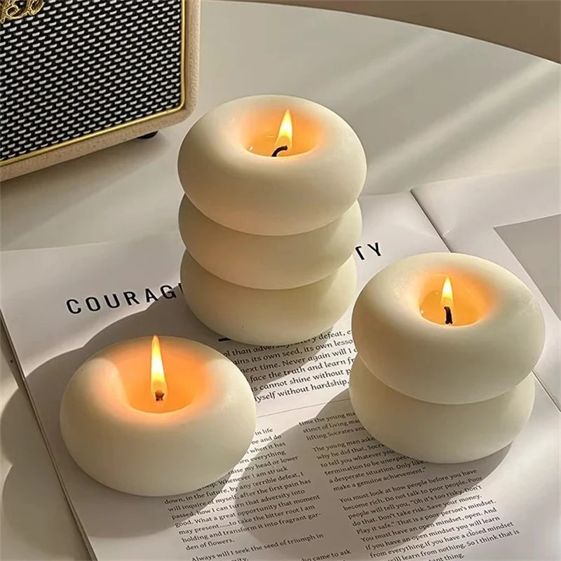 Bougie Donut Artisanale Parfumée Cire d'Abeille