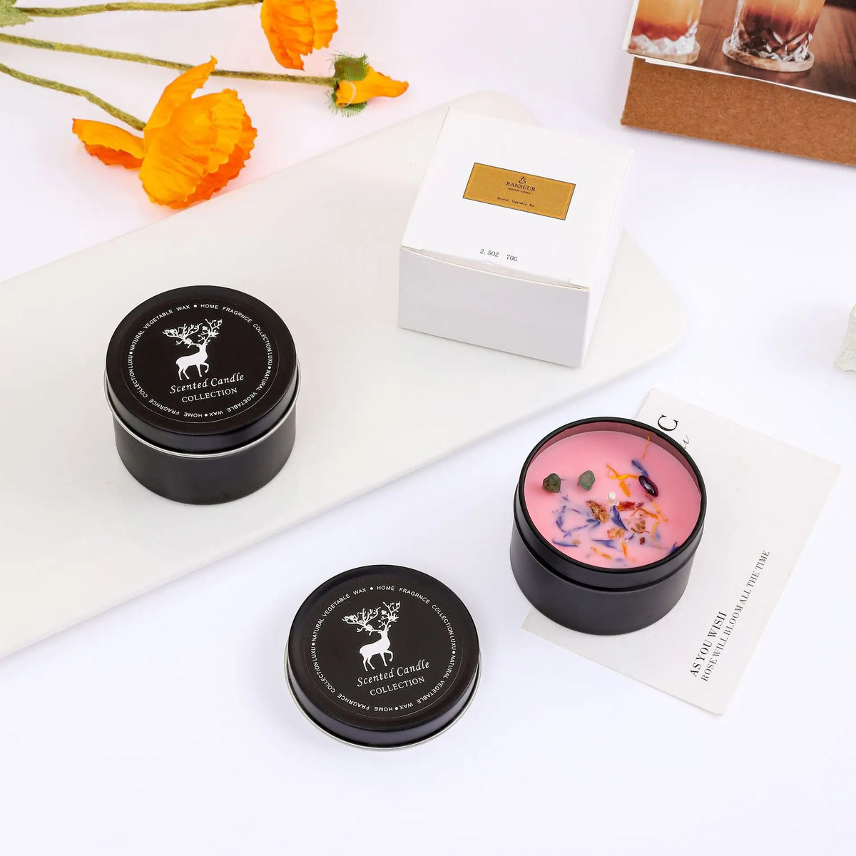 Bougie Parfumée Naturelle aux Fleurs Séchées