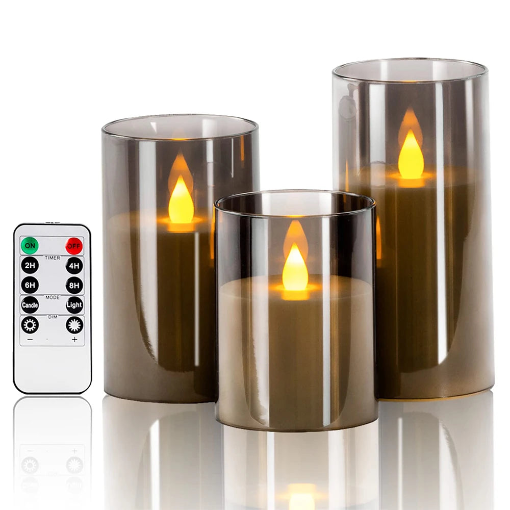 Set 3 Bougies LED Acryliques avec Télécommande