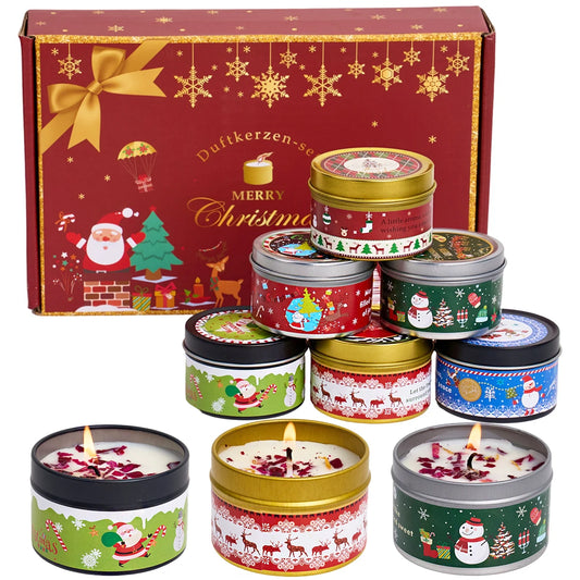 Bougie Parfumée Noël UDOCOOL aux Fleurs Séchées