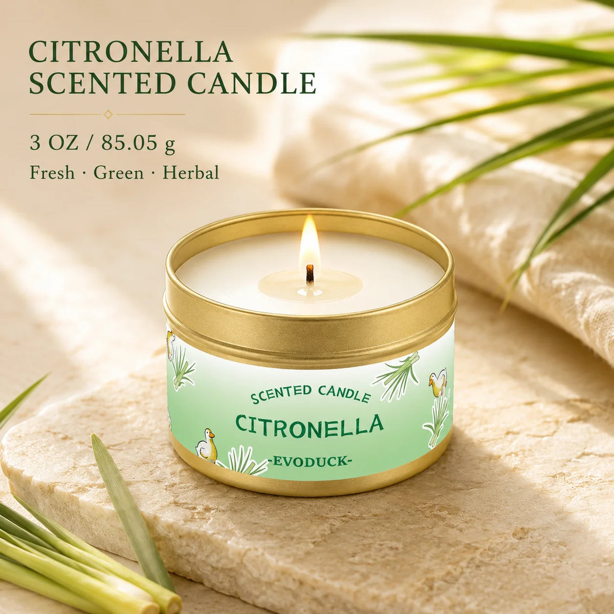 Bougie Citronnelle Lemongrass : Anti-Moustiques & Parfum d'Été
