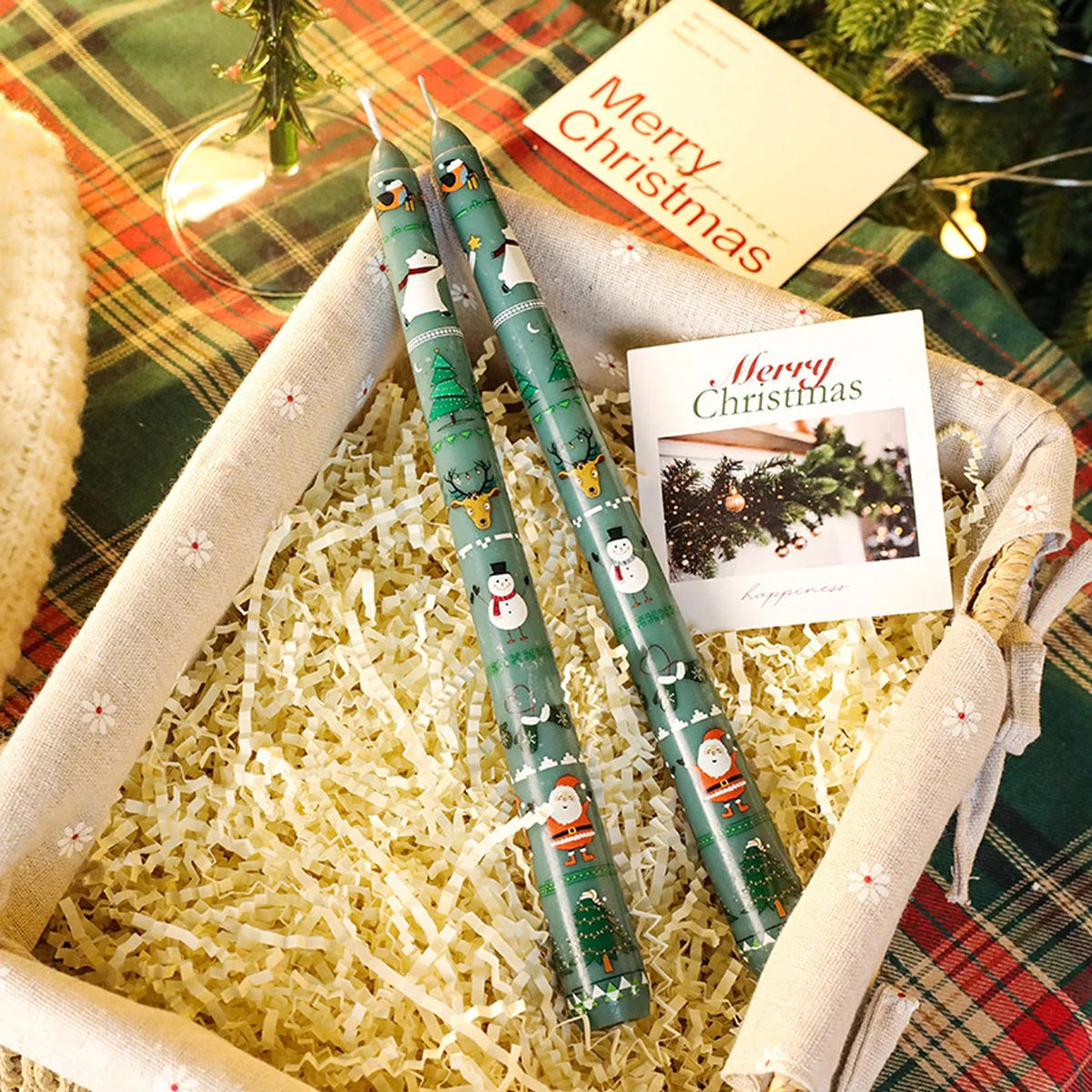 Lot de 2 Bougies de Noël Hautes 25cm - Décoration Festive