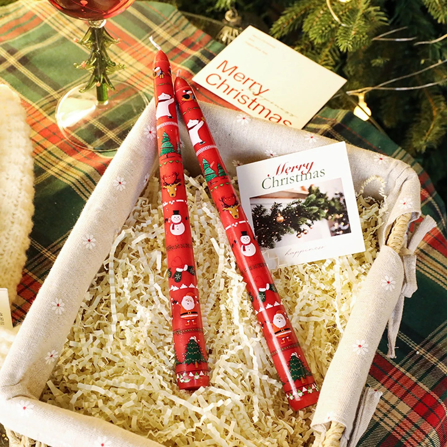 Lot de 2 Bougies de Noël Hautes 25cm - Décoration Festive