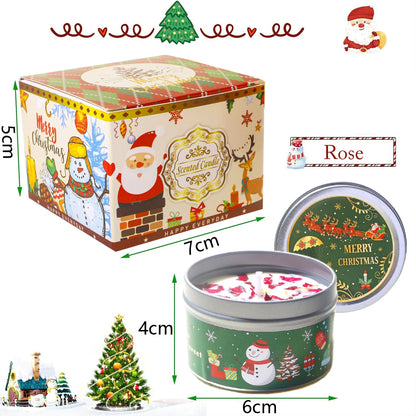 Bougie Parfumée Noël UDOCOOL aux Fleurs Séchées