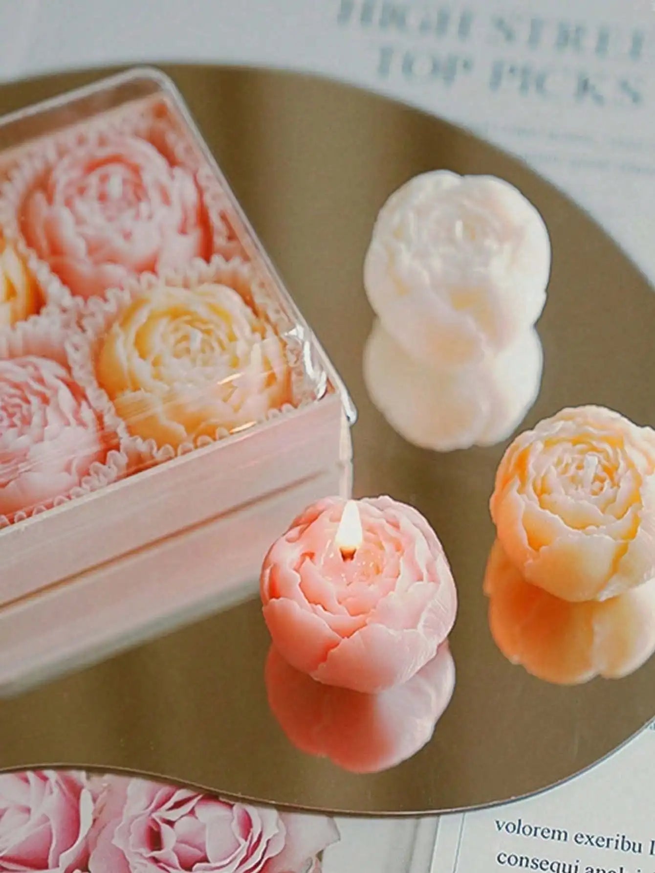 Bougie Rose Parfumée Artisanale en Cire de Soja