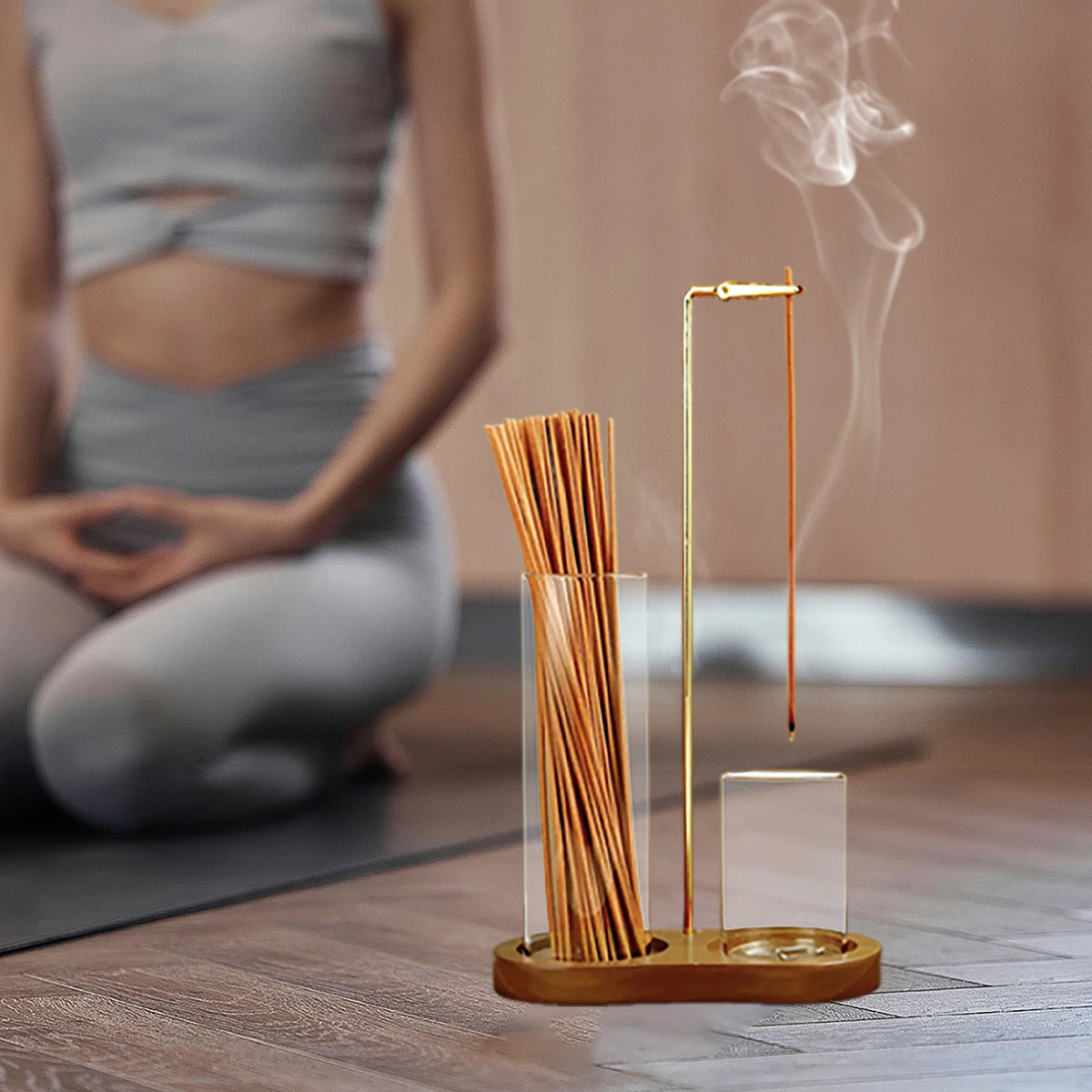 Porte-encens 2 en 1 Bois & Verre - Ambiance Zen