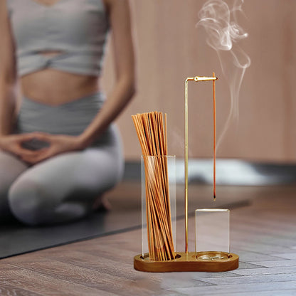 Porte-encens 2 en 1 Bois & Verre - Ambiance Zen