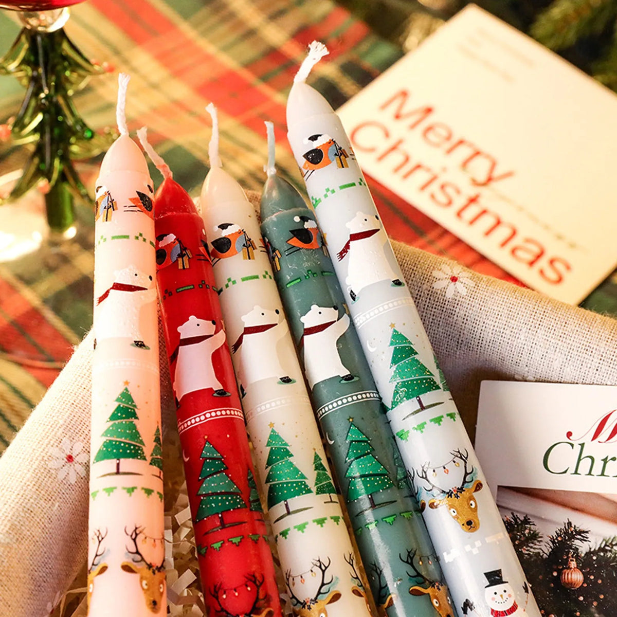 Lot de 2 Bougies de Noël Hautes 25cm - Décoration Festive