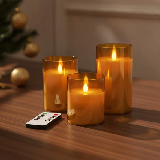 Set 3 Bougies LED Acryliques avec Télécommande