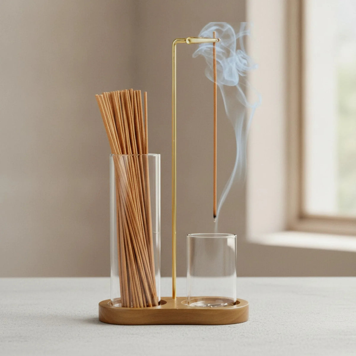 Porte-encens 2 en 1 Bois & Verre - Ambiance Zen