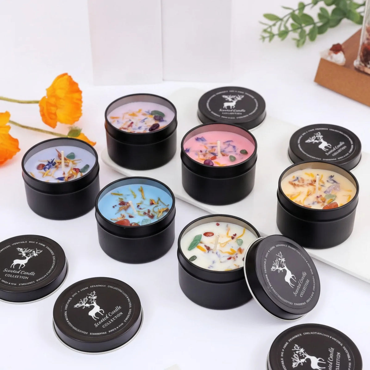 Bougie Parfumée Naturelle aux Fleurs Séchées