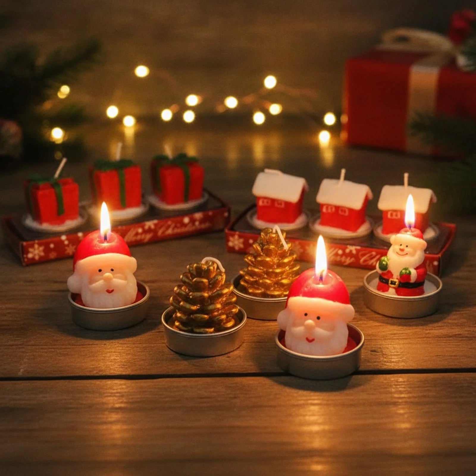 Bougies de Noël Festives - Lot de 3