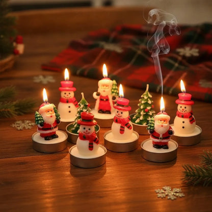 Lot de 12 Bougies de Noël Parfumées Sans Fumée