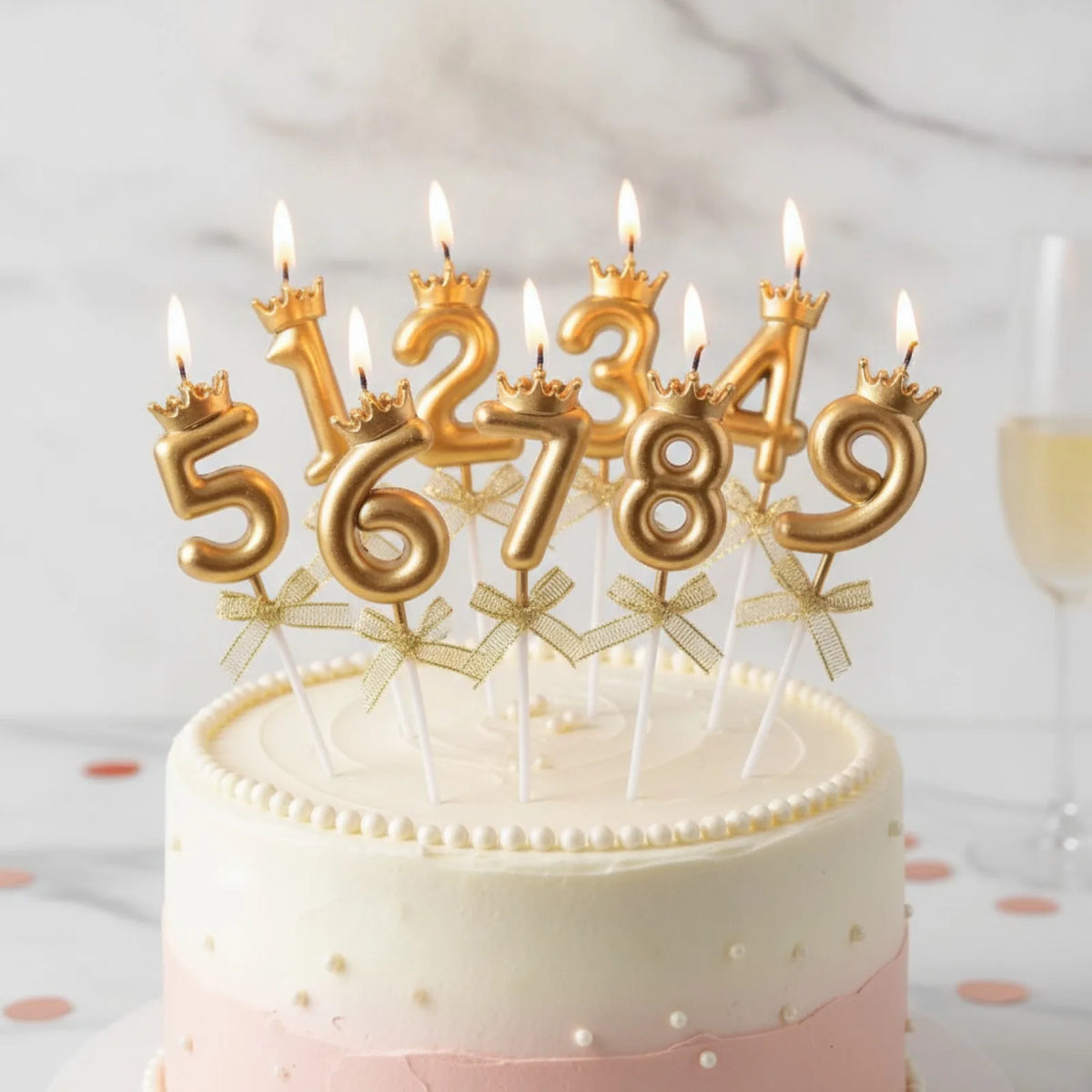 Bougie Anniversaire Couronne & Nœud Papillon Chic