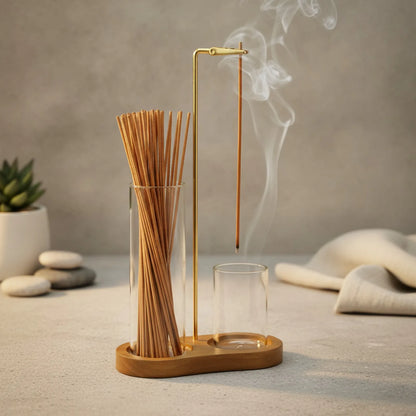 Porte-encens 2 en 1 Bois & Verre - Ambiance Zen