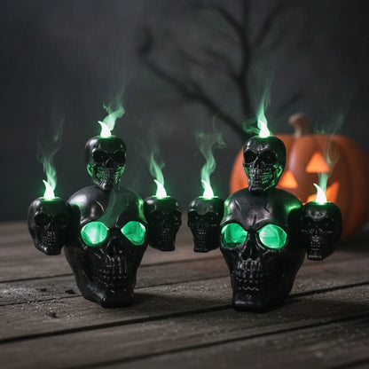 Bougie LED Crâne Effet Fumée - Déco Halloween