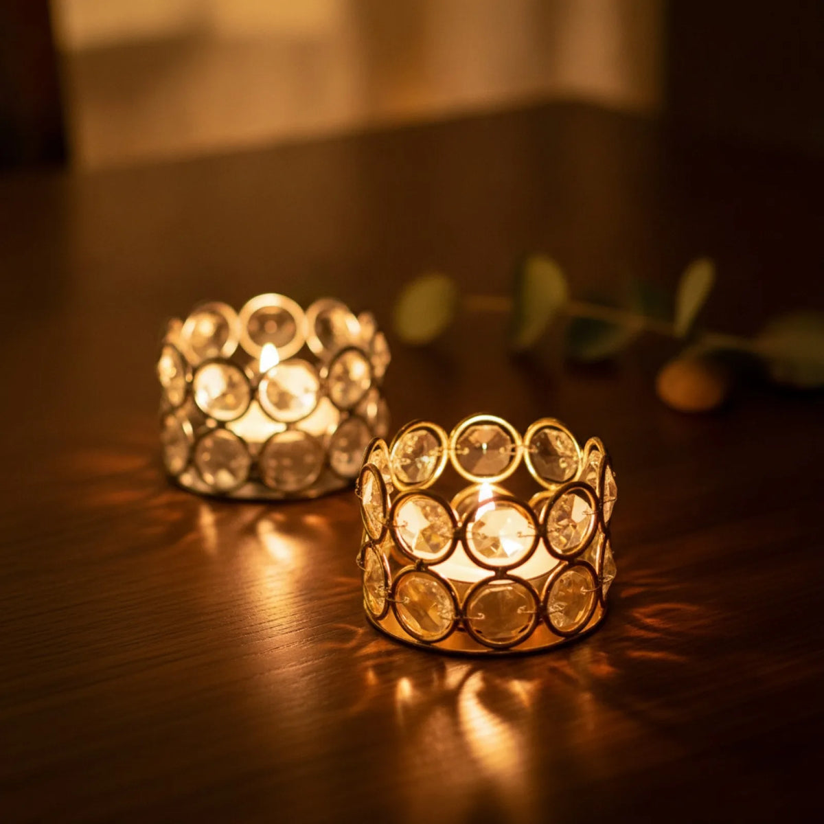 Lanterne Cristal Or & Argent - Déco Lumineuse