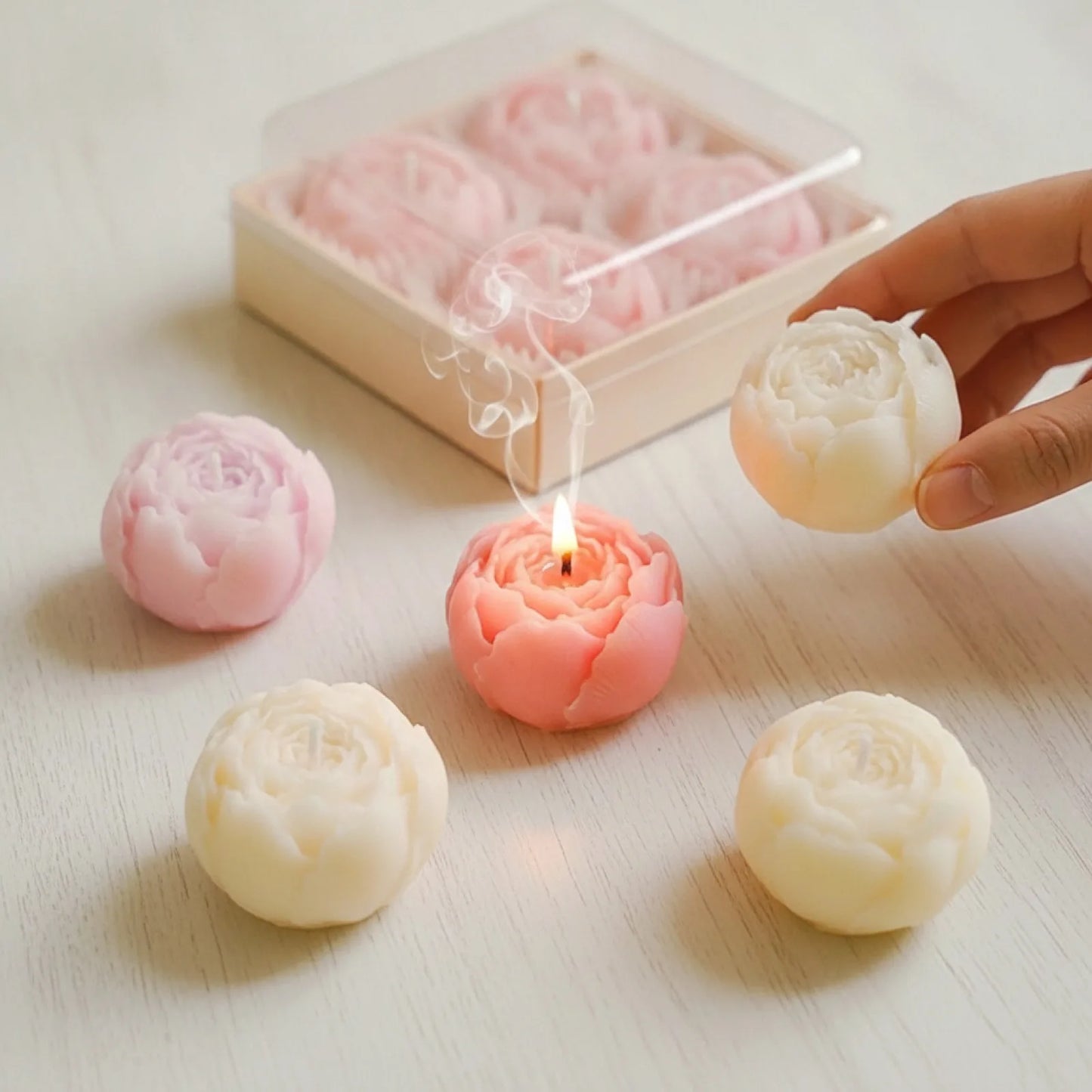 Bougie Rose Parfumée Artisanale en Cire de Soja