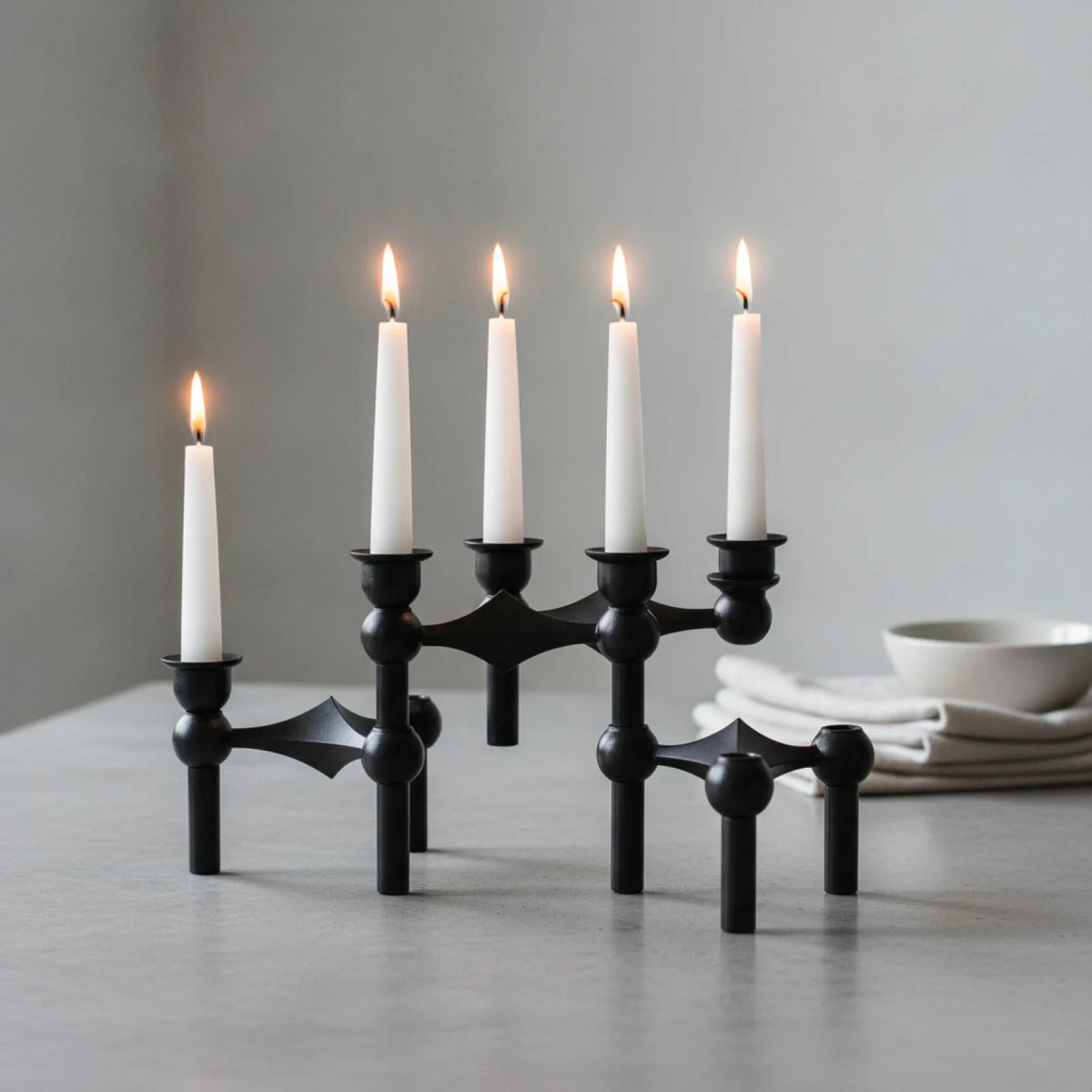 Porte-bougie Design Moléculaire Métal Chic