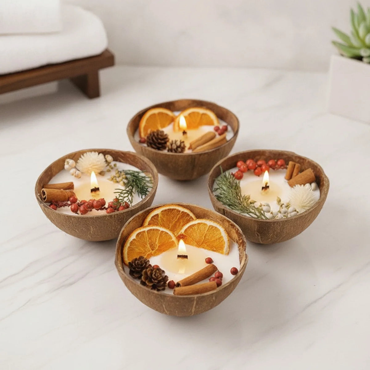 Bougie Coco Artisanale aux Fleurs Séchées