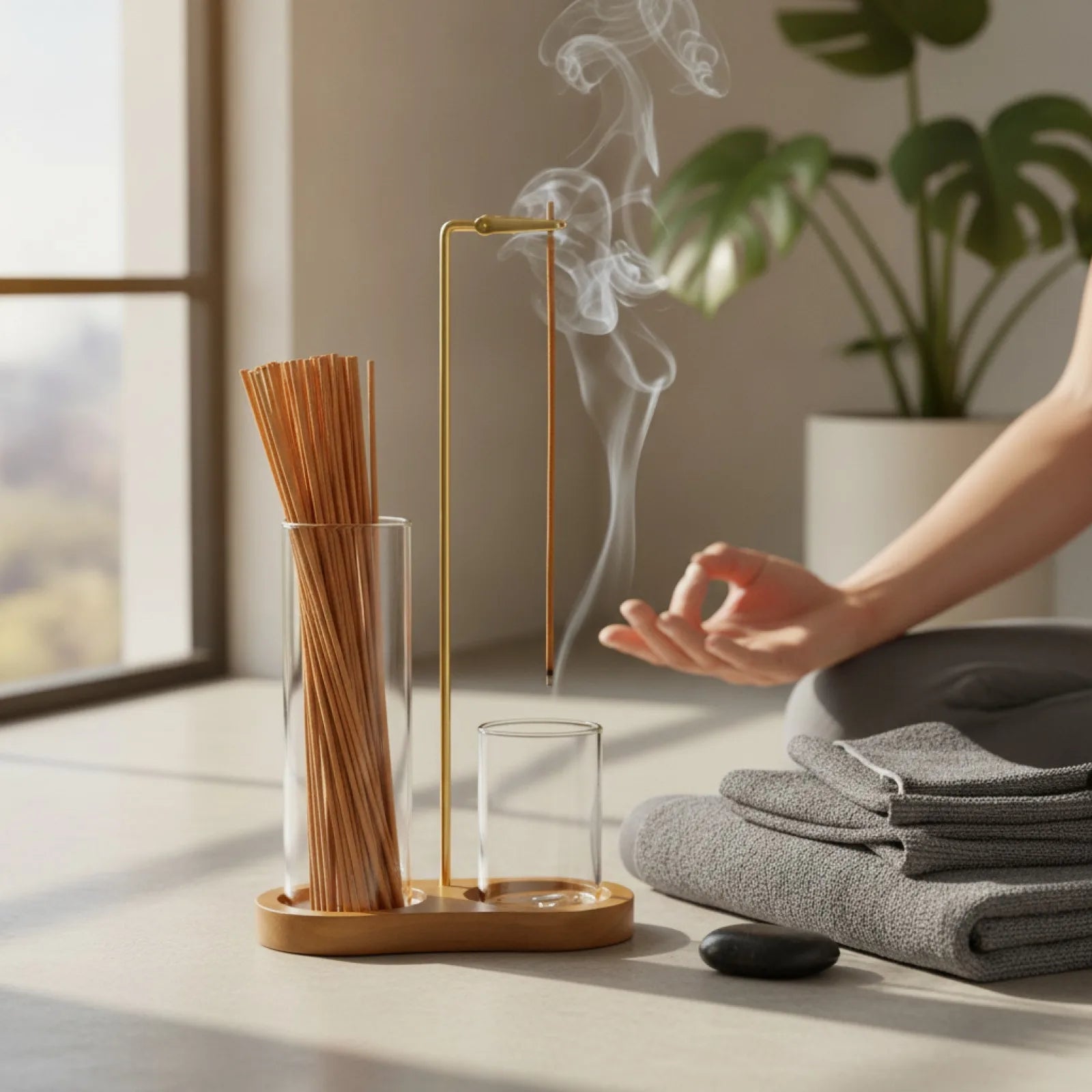 Porte-encens 2 en 1 Bois & Verre - Ambiance Zen